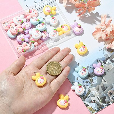 25Pcs 5 Colors Opque Resin Animal Pendants RESI-CJ0003-76-1