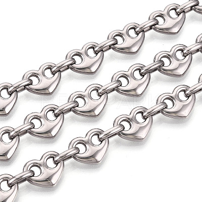 304 Stainless Steel Heart Link Chains CHS-Q009-03P-02-1