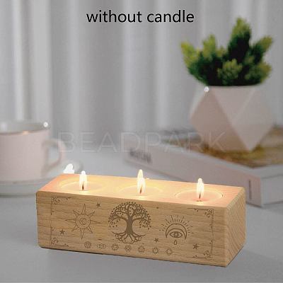 3 Hole Wood Candle Holders DIY-WH0375-006-1