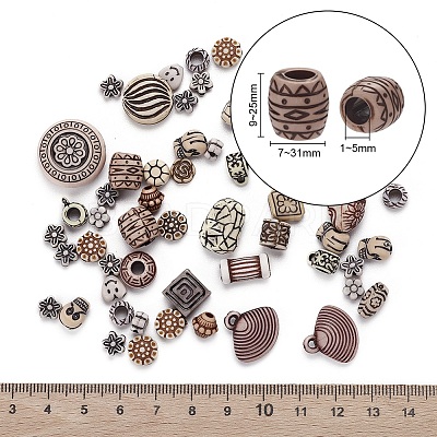 Mixed Antique Style Acrylic Beads MACR-YW0001-37-1