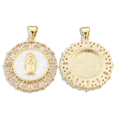 Brass Micro Pave Clear Cubic Zirconia Pendants KK-N227-100D-1
