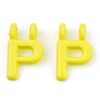 Rack Plating Spray Painted Alloy 2-Loop Link Pendants PALLOY-N176-01P-1