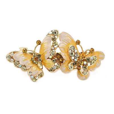 Alloy Rhinestone Enamel Hair Barrettes OHAR-B006-01G-03-1