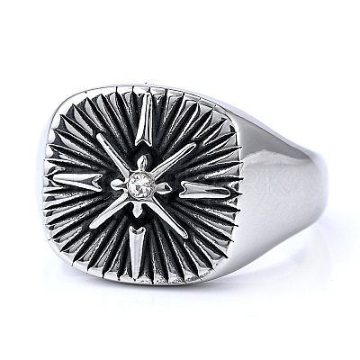 316 Stainless Steel with Cubic Zirconia Finger Rings for Men FS-WGEFB28-03-1