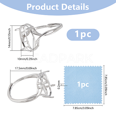 1Pc Oval Prong Ring Settings FIND-DC0006-66-1
