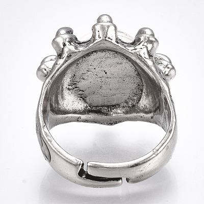 Adjustable Alloy Glass Finger Rings RJEW-T006-03C-1