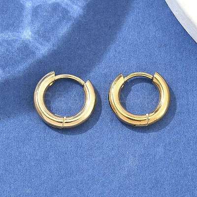 Ion Plating(IP) 304 Stainless Steel Huggie Hoop Earrings X-EJEW-F111B-13mm-G-1