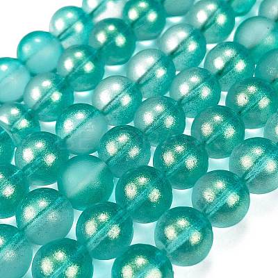 Frosted Transparent Glass Bead Strands GLAA-P065-10mm-08-1