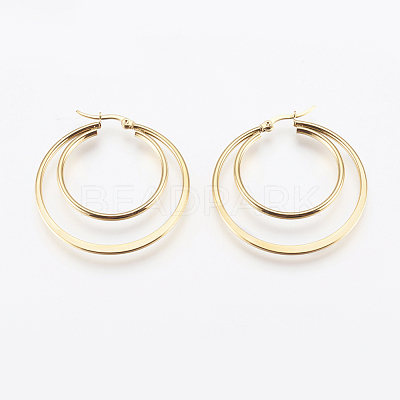 201 Stainless Steel Hoop Earrings EJEW-I213-B-02G-1
