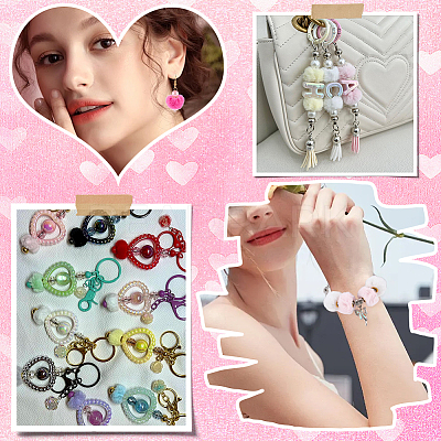 200Pcs 4 Colors Velvet Imitation Rabbit Fur European Beads FIND-SC0022-89-1