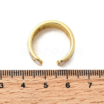 Brass Enamel Cuff Rings RJEW-P166-05G-02-1