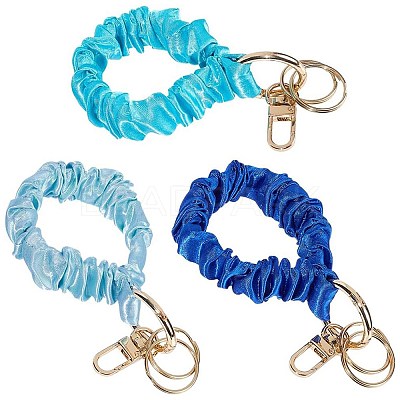 3Pcs 3 Colors Satin Cloth Bracelet Wristlet/Hair Tie Keychain KEYC-SC0001-31B-1