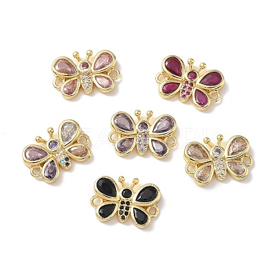 Brass Pave Cubic Zirconia Butterfly Links Connector Charms KK-L268-028G-1