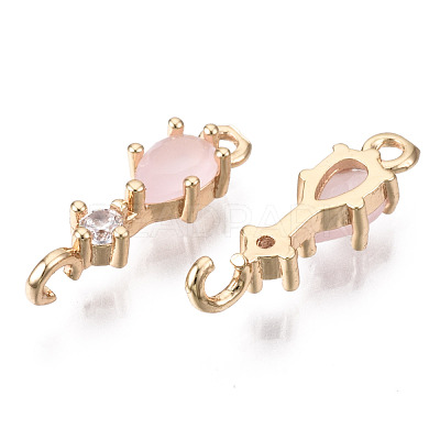 Brass Micro Pave Cubic Zirconia Links Connectors X-KK-R111-007-A07-1