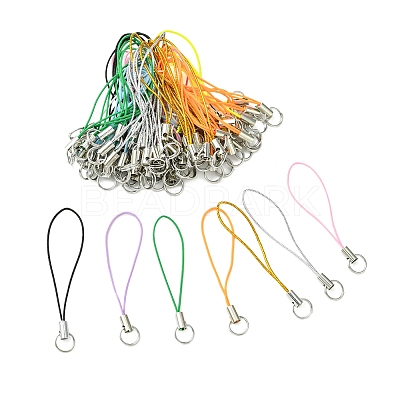 100Pcs Polyester Cord Mobile Straps MOBA-FS0001-02C-1
