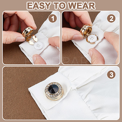 2 Pairs 2 Colors Brass Rhinestone Cufflinks AJEW-GA0008-30-1