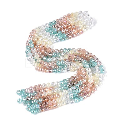 Electroplate Imitation Jade & Opaque & Transparent Glass Beads Strands EGLA-Q135-8MM-A08-1