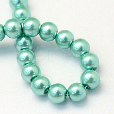 Baking Paint Pearlized Glass Pearl Round Bead Strands HY-Q330-8mm-32-1