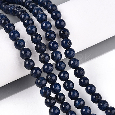 Dyed Natural Mashan Jade Round Beads Strands G-T139-6mm-67G-1