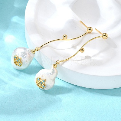 Crown Brass Stud Earrings EJEW-Z086-14G-1