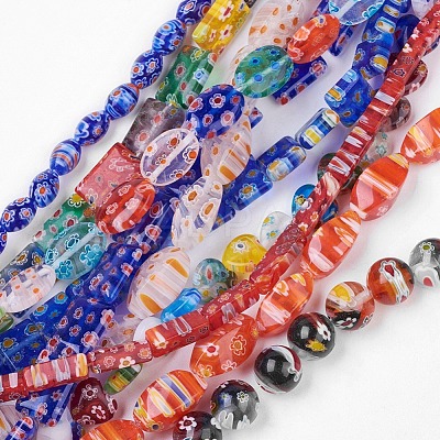 Handmade Millefiori Glass Beads Strands LK-F011-01-1
