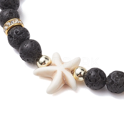 Adjustable 6mm Round Natural Lava Rock Braided Bead Bracelets BJEW-JB10615-03-1