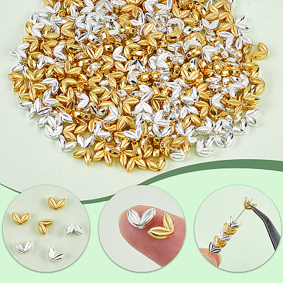 400Pcs 2 Colors Alloy Beads FIND-SP0002-37-1
