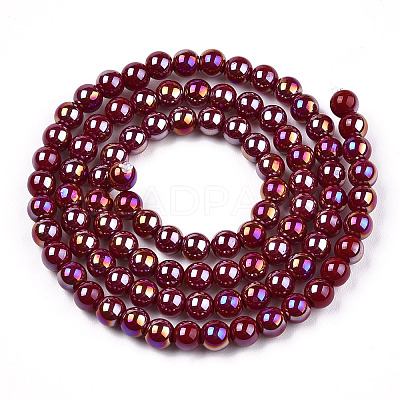 Electroplate Opaque Glass Beads Strands GLAA-T032-P4mm-AB05-1