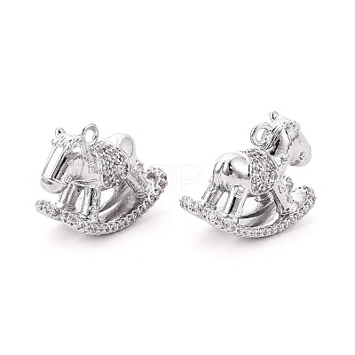 Brass Pave Clear Cubic Zirconia Pendants KK-T081-01P-1