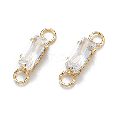 Brass Clear Cubic Zirconia Links Connectors ZIRC-G170-16G-1