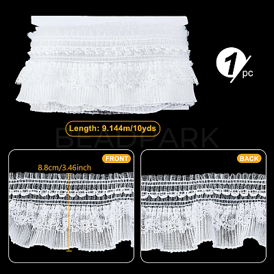 12 Yards Polyester Lace Ribbon OCOR-NB0002-84D-1