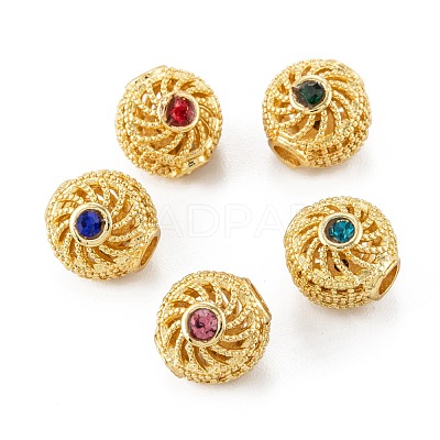 Brass Micro Pave Cubic Zirconia Beads ZIRC-P088-08G-1