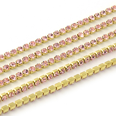 Nickel Free Raw(Unplated) Brass Rhinestone Strass Chains CHC-R119-S6-15C-1-1
