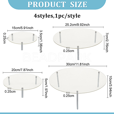 4 Sets 4 Styles Round Acrylic Cupcake Riser Holder ODIS-FG0001-70-1