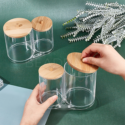 2Pcs Plastic with Wood Containers CON-NB0001-76-1