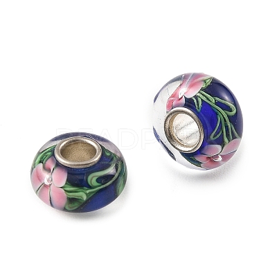 Lampwork & Brass Core European Beads LAMP-P019-01P-02-1