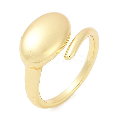 Oval Brass Open Cuff Rings for Women RJEW-G343-17G-1