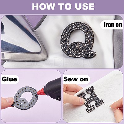 Alphabet Resin Rhinestone Patches DIY-GF0009-18B-1