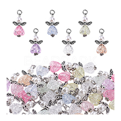 30Pcs Glass Pendant PALLOY-PH01669-1