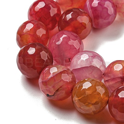 Faceted Natural Dragon Veins Agate Beads Strands G-F447-12mm-P08-1