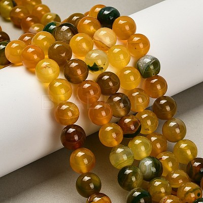 Dyed Natural Agate Beads Strands G-G203-10F-10mm-1