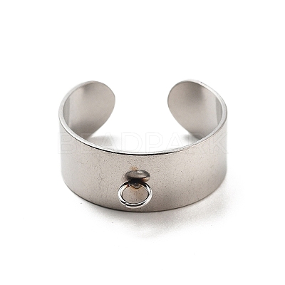 304 Stainless Steel Open Cuff Ring Components STAS-Z091-03P-01-1