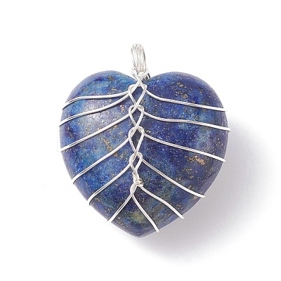 Natural Lapis Lazuli Pendants PALLOY-JF01283-04-1