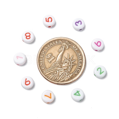 Opaque Acrylic Flat Round Beads X-SACR-Q100-M034-1
