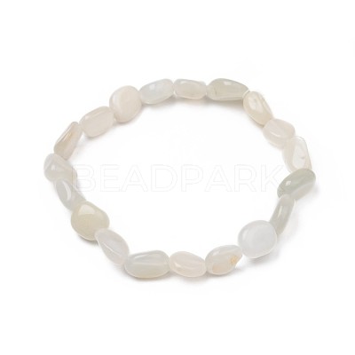 Natural White Moonstone Stretch Beaded Bracelets BJEW-K213-C02-1