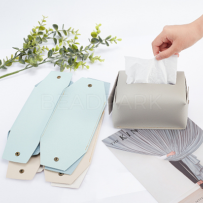 3Pcs 3 Colors Foldable PVC Imitation Leather Tissue Storage Bags ABAG-CA0001-11-1
