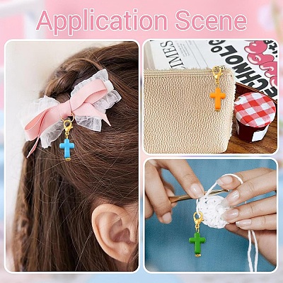 40Pcs 8 Colors Acrylic Pendant Decorations HJEW-YW00529-1