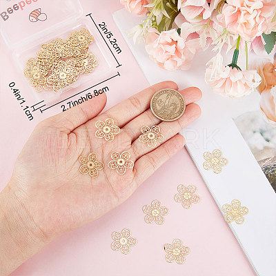 50Pcs Rack Plating 304 Stainless Steel Filigree Joiners STAS-BBC0002-48-1