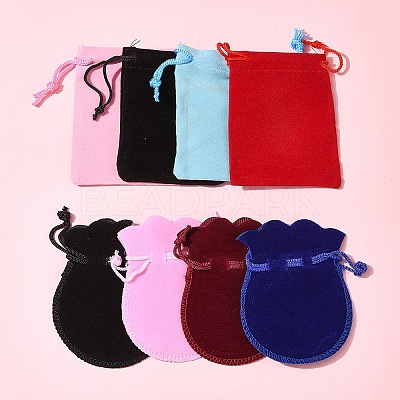 48Pcs 8 Colors Velvet Cloth Drawstring Bags TP-FS0001-01-1