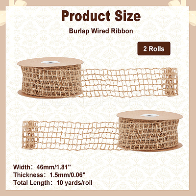 Braided Burlap Ribbon OCOR-WH0070-51A-1